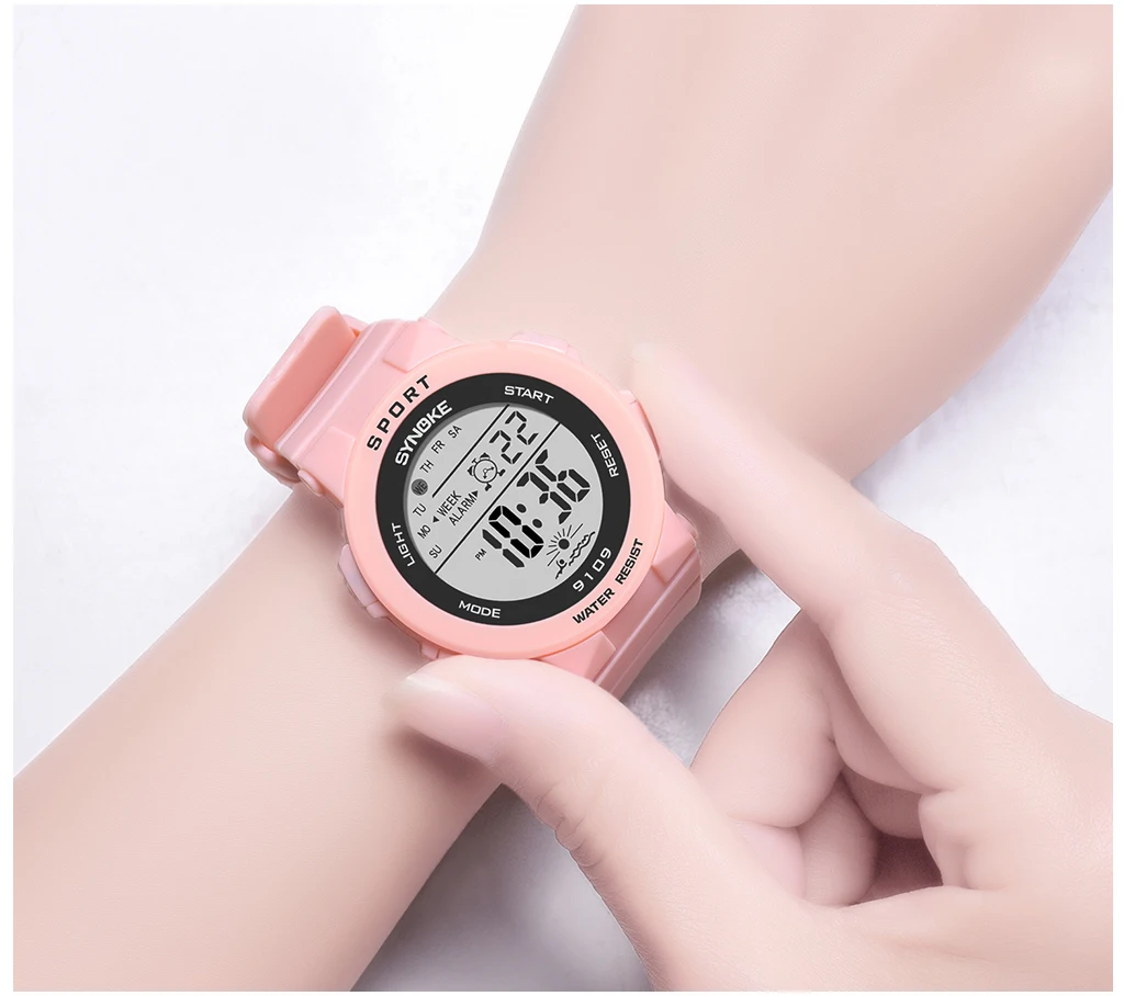 SYNOKE, цифровые часы для девочек, светодиодный, красочный светильник, jam tangan, будильник, повседневные спортивные наручные часы,, подарки для девочек