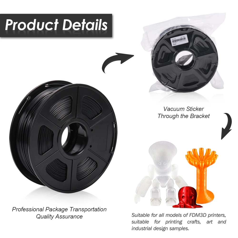 

KAIGE 3D Printer Filament PETG 1.75mm 1KG 3D Printing With Vacuum Packaging CE ROSH Certificate Good Toughness Material