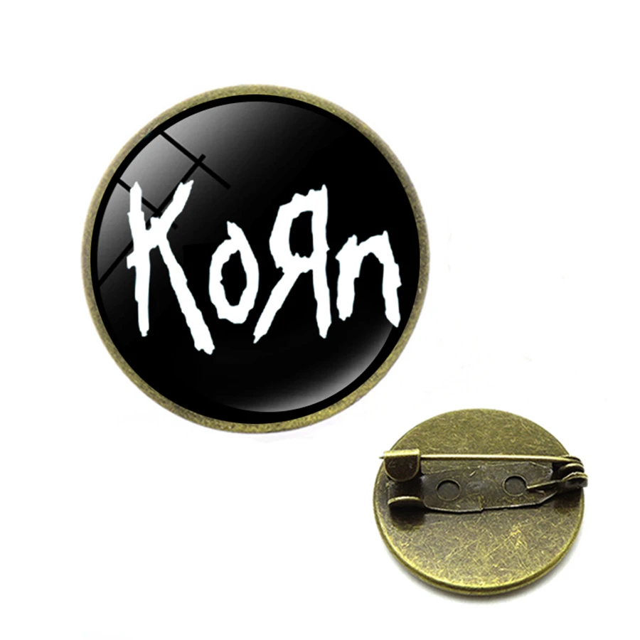 Модная брошь-булавка Korn ручная работа круглая рок-группа броши стеклянный купол