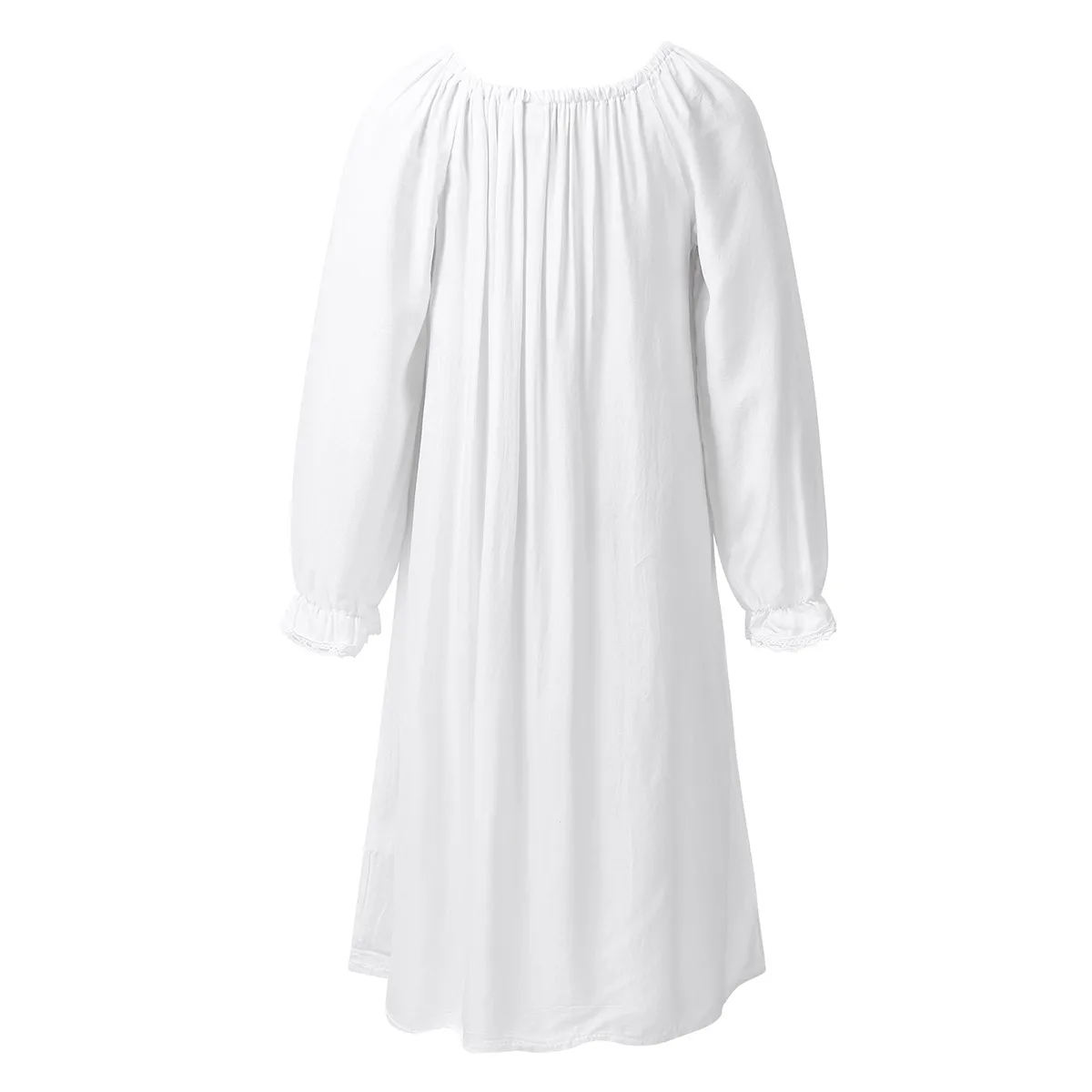 Белая детская винтажная мягкая хлопковая ночная рубашка с длинным рукавом для