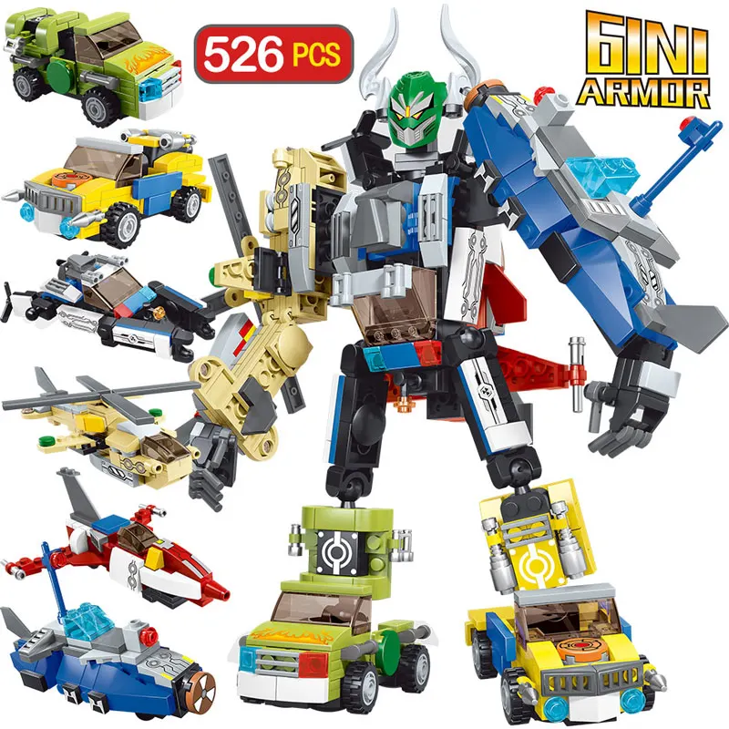 526 шт. Детский конструктор робот деформация|Блочные конструкторы| |