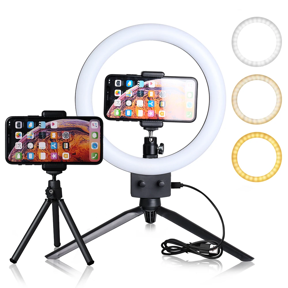 Купи 9inch Mini LED Video Selfie Ring Light With Tripod Ring lamps For YouTube Phone Live Photo Photography studio Ringlight за 406 рублей в магазине AliExpress