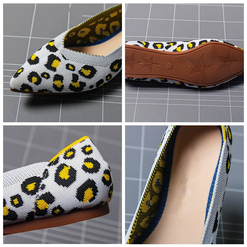 2022 Pointed Toe Flats Ladies Flat Shoes Ballet  Breathable Knit Mocasines De Mujer Gestante Bailarinas De Mujer Loafers Autumn