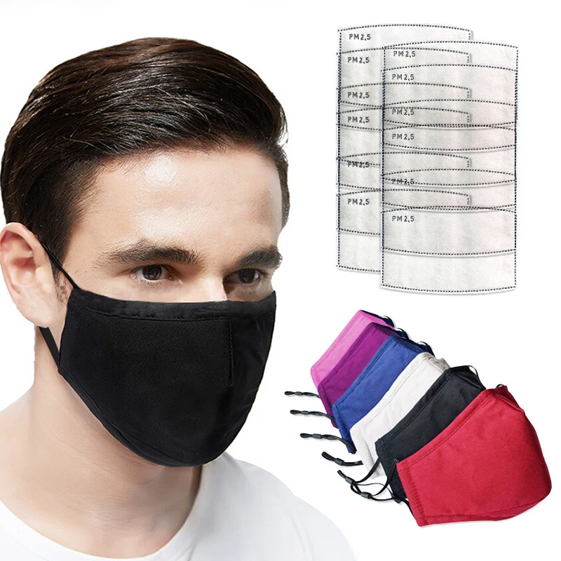 Маска хлопковая многоразовая для защиты от пыли PM2.5 с фильтром из