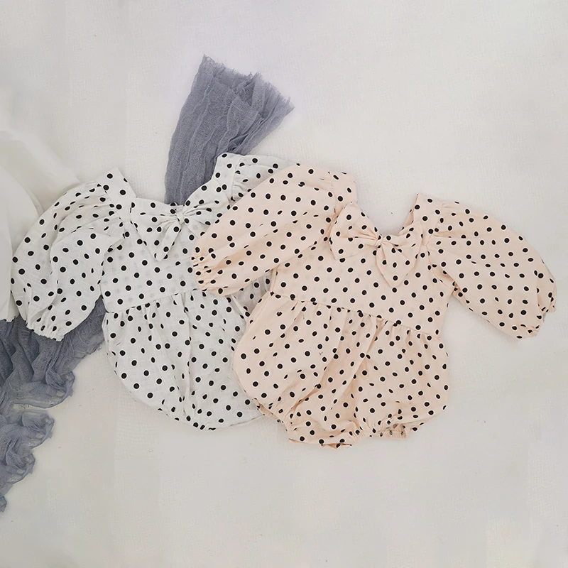 Модный комбинезон для новорожденных 2021 льняной мягкий повседневный в горошек с