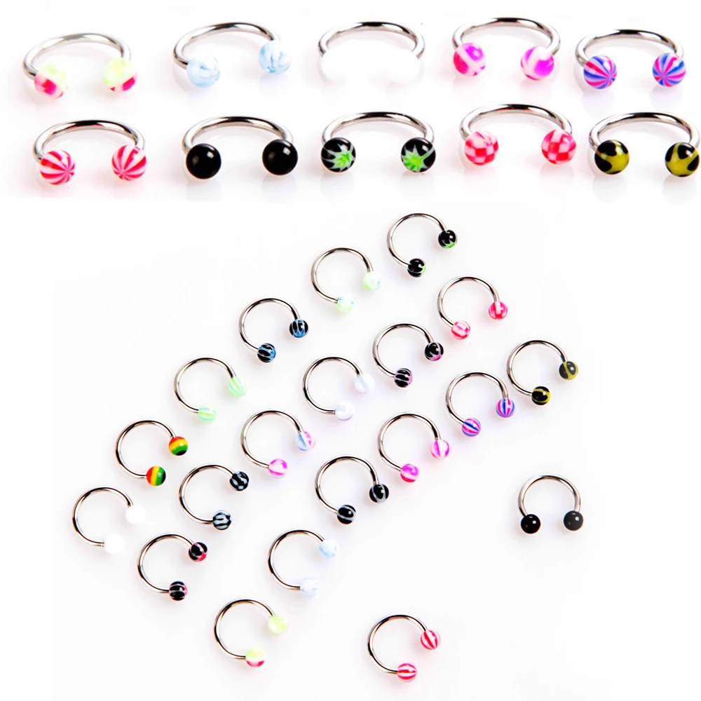 Кольцо в форме подковы для пирсинга уха акриловое ювелирное изделие унисекс 1