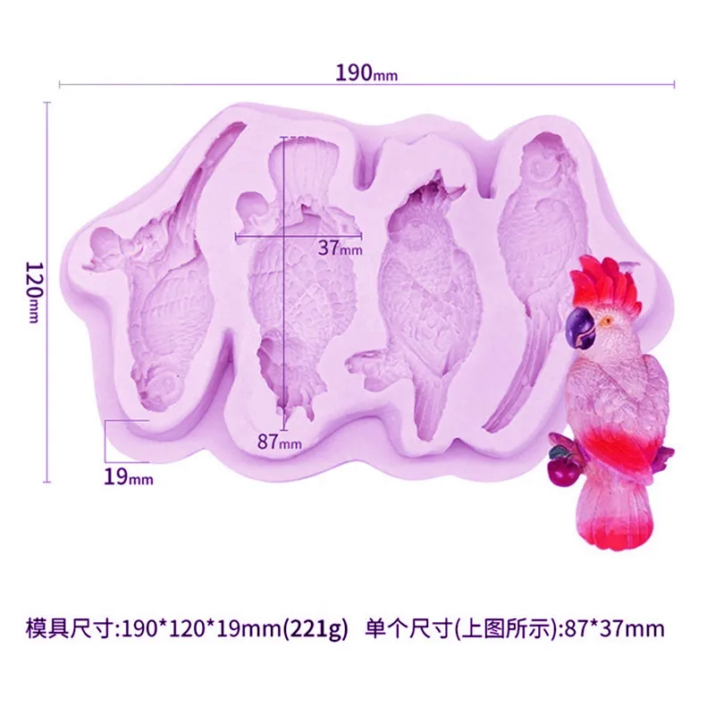 Parrot Branch Flower Fondant Cake Silicone Mold DIY Surround Chocolate Decoration Tools Kitchen Baking Accessories | Дом и сад