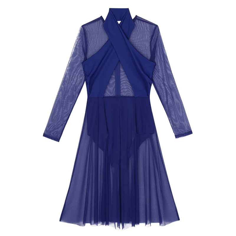 Женское балетное платье с длинным рукавом прозрачная сетчатая Одежда для танцев