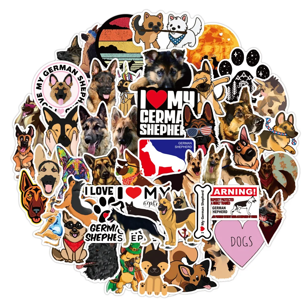 

10/30/50pcs German Shepherd Pet Dog Stickers Cute Cartoon Graffiti Decal Scrapbook Laptop Guitar Skateboard Suitcase Sticker Toy