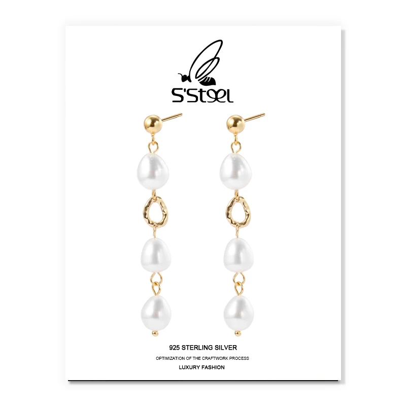 

S'STEEL Baroque Pearl Earrings For Women 925 Sterling Silver Drop Earring 2020 New Fashion Earings Bijoux Argent 925 Jewellery