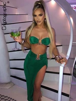 cryptographic elegant fashion split two piece dress sets 2022 summer sexy strapless top and skirts outfits matching sets clothes