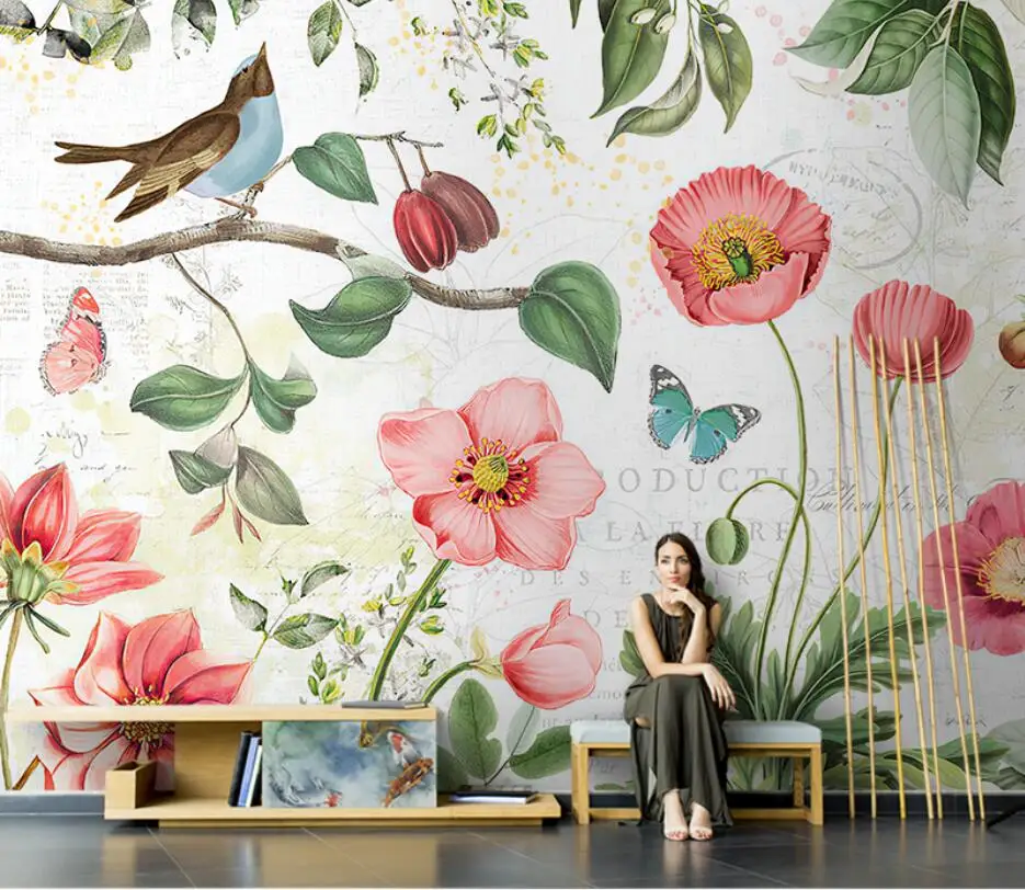 

beibehang custom American pastoral retro flower wallpaper for walls art living room decoration background wall mural wallpaper