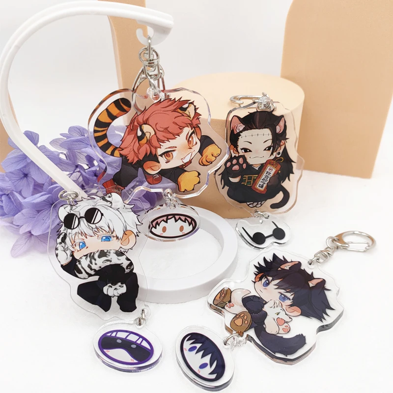 

Брелок с подвеской из аниме «джутсу», милая прозрачная акриловая подвеска для ключей Gojo Satoru Itadori, Yuji Fushiguro Megumi, подарок