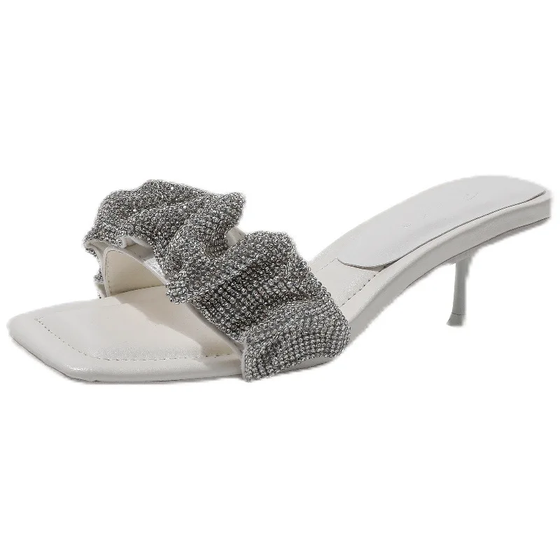 

new style square diamond high heels in spring and summer of 2021