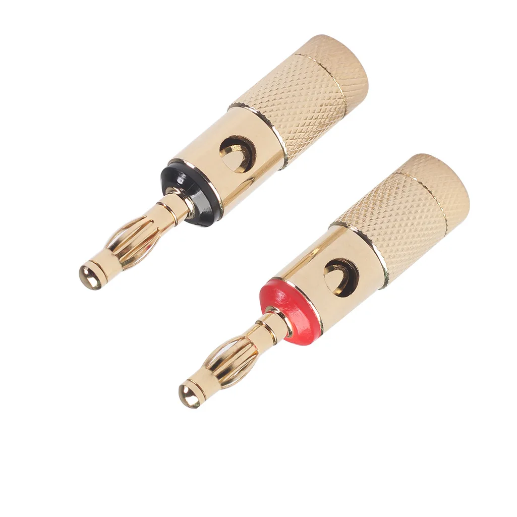 2 шт./лот разъемы с вилками типа банан покрытыем цвета чистого 24 каратного золота