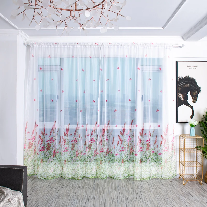 

Tree Butterfly Household Curtain Tulle Window Curtains Treatment Voile Drape Valance Panel Fabric Window Curtain Decor