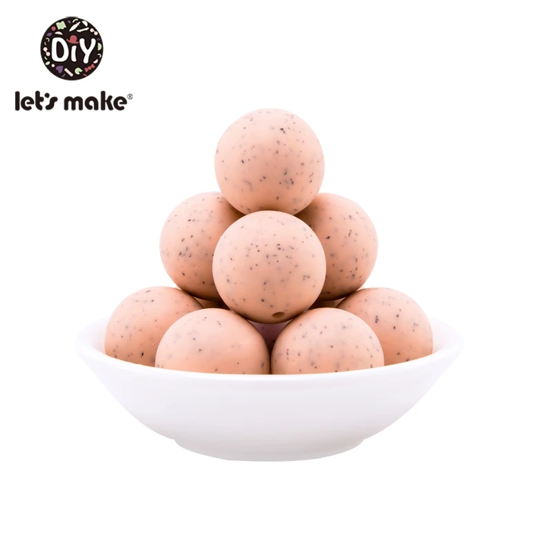 Let's Make 10pcs/lot 20mm 4-6 months Baby Teether Silicone Beads Toys Granite Style BPA Free Sensory For | Мать и ребенок