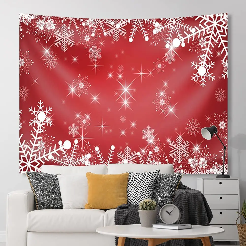 

Рождественский гобелен Yeele, Рождественский Снежный гобелен, подвесной новый год, красный гобелен, Звездный цвет, Зимний Цвет