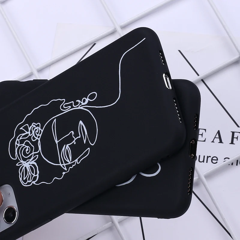 

Elegant Beauty Curved Line Phone Cover For iPhone 11 Pro Max X XS XR Max 7 8 7Plus 8Plus 6S 12 Soft Silicone Candy Case Fundas