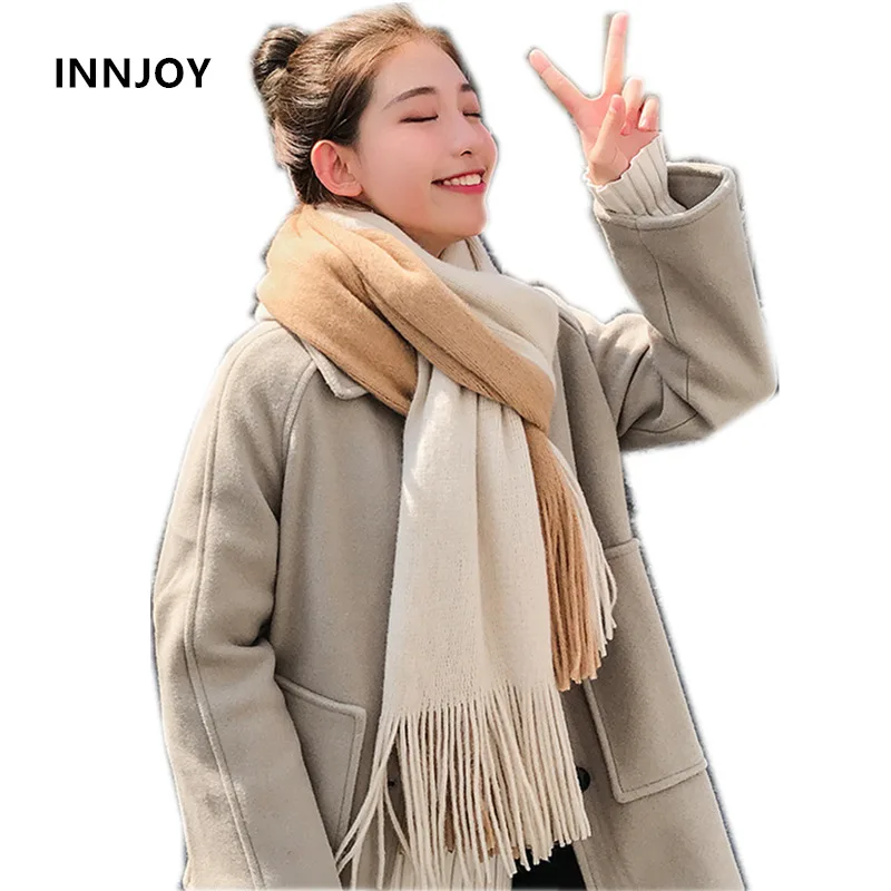 Кашемировый женский шарф зимняя теплая шаль шерстяной из пашмины длинный зимний