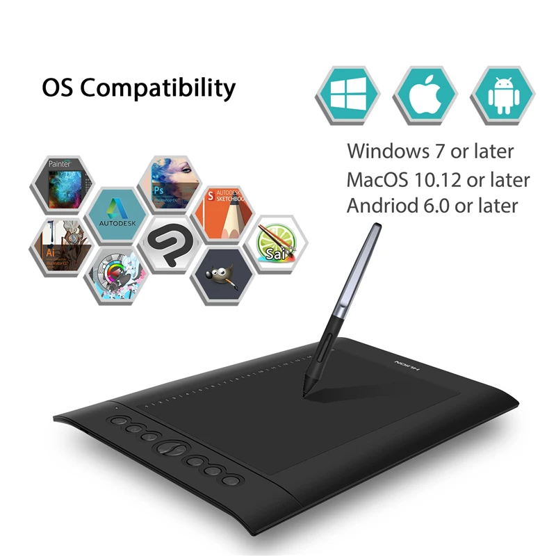 Huion H610 PRO V2 8192 уровней цифровой планшет графический планшет без батареи ручка планшет с OTG для ПК/Android