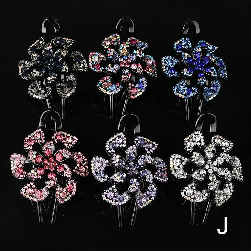 Горячие Стразы три зуба зажим для волос головной убор цветок аксессуары женщин