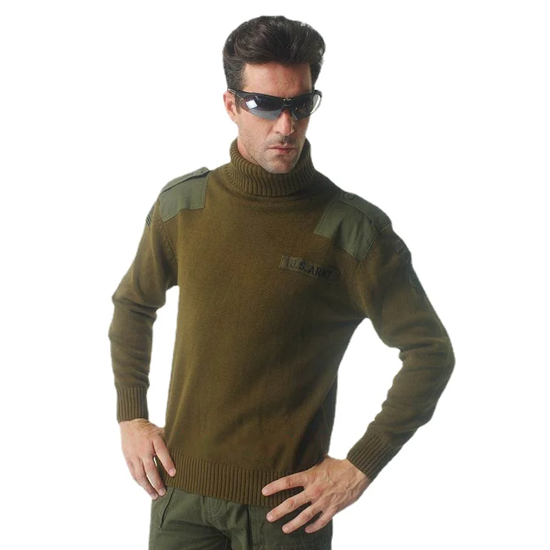 

2021 Autumn New Striped Fashion Casual Outdoor Army Fan Simple Men's Sweater Sweater Thick Sweater Men's Sweater Turtleneck