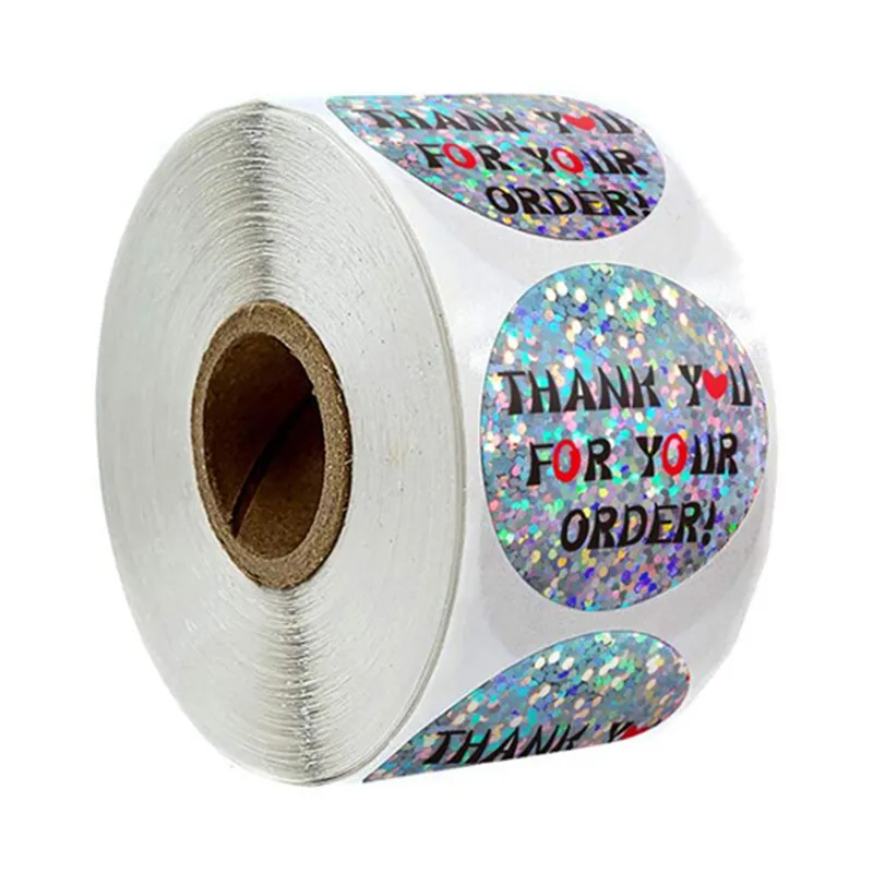 

Laser Thank You Stickers For Party Gift Package Sealing Labels Sticker Round Adhesive Stationery Decoration 20102803