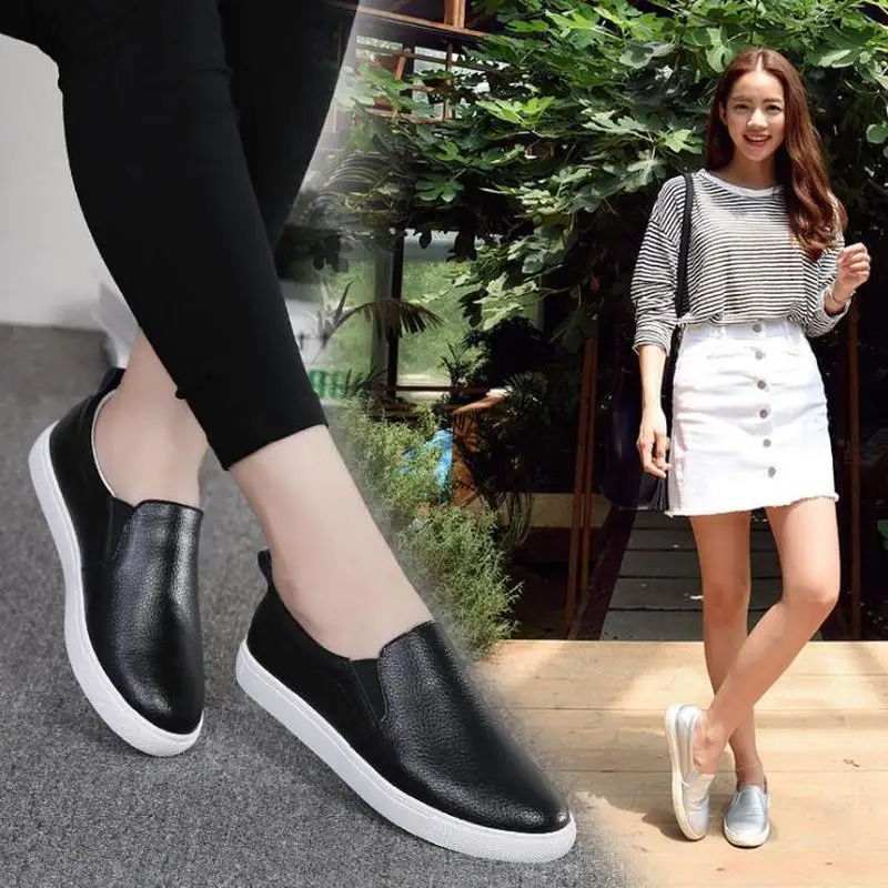 Весенние женские кожаные лоферы Модные балетки на плоской подошве серебристые