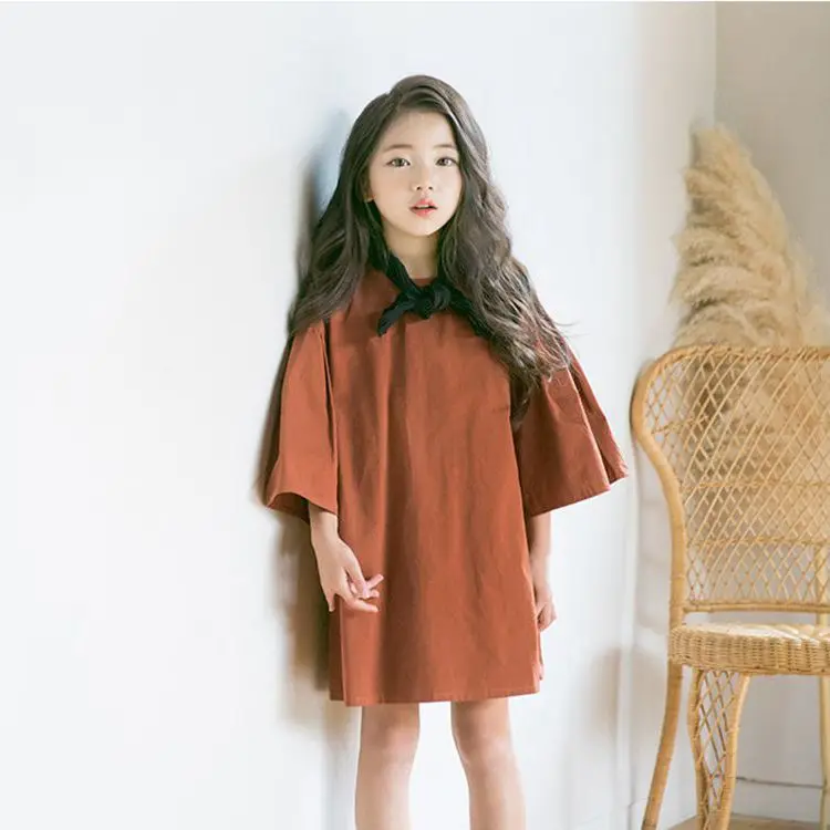 Платье с длинными рукавами для девочек Осеннее свободное Повседневное платье