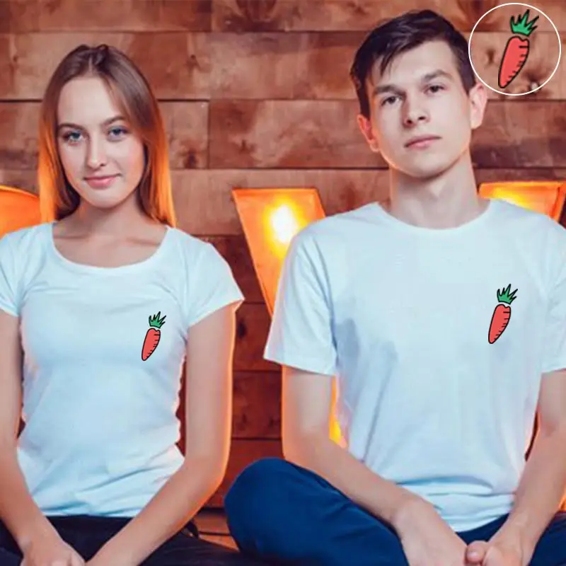 Парная футболка для влюбленных хлопковая с принтом летняя одежда рисунком