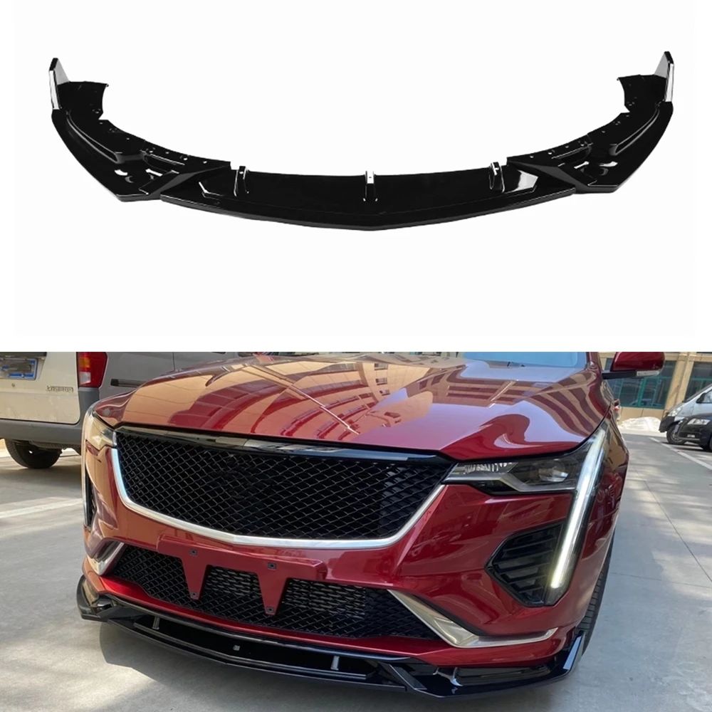

Для Cadillac CT4 2020-2021, передний бампер, спойлер, губа, глянцевый черный автомобильный комплект нижней части кузова, защитная пластина, плоский сп...