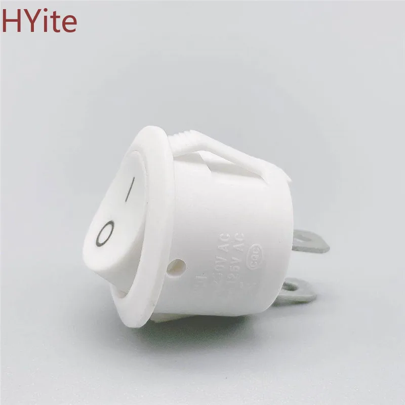 

100pcs/bag White Round Type Switchs ON-OFF SPST 2 Position Circle Boat Rocker Switch Become warped board power switch