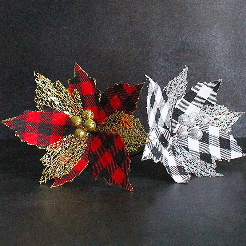 

Christmas Decorative Flowers Wreath Accessories Grid Artificial Dried Farmhouse Decor Art Craft Ornaments Tree Home Supplies