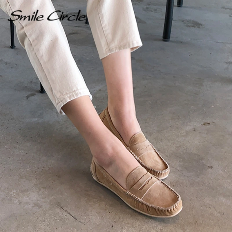 замшевые лоферы женская обувь на плоской подошве без шнуровки летняя