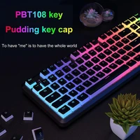 108 key double skin milk pudding keycaps pbt sublimation highly rgb backlit keycaps mechanical keyboard keycaps mx 87pudd