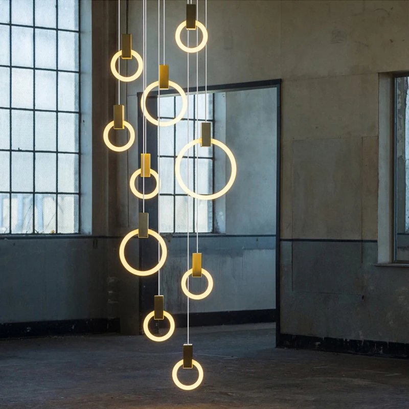

Nordic LED crylic Ring bedside Pendant light Hotel Guest room Hanging lamp Multi head combination restaurant lamp