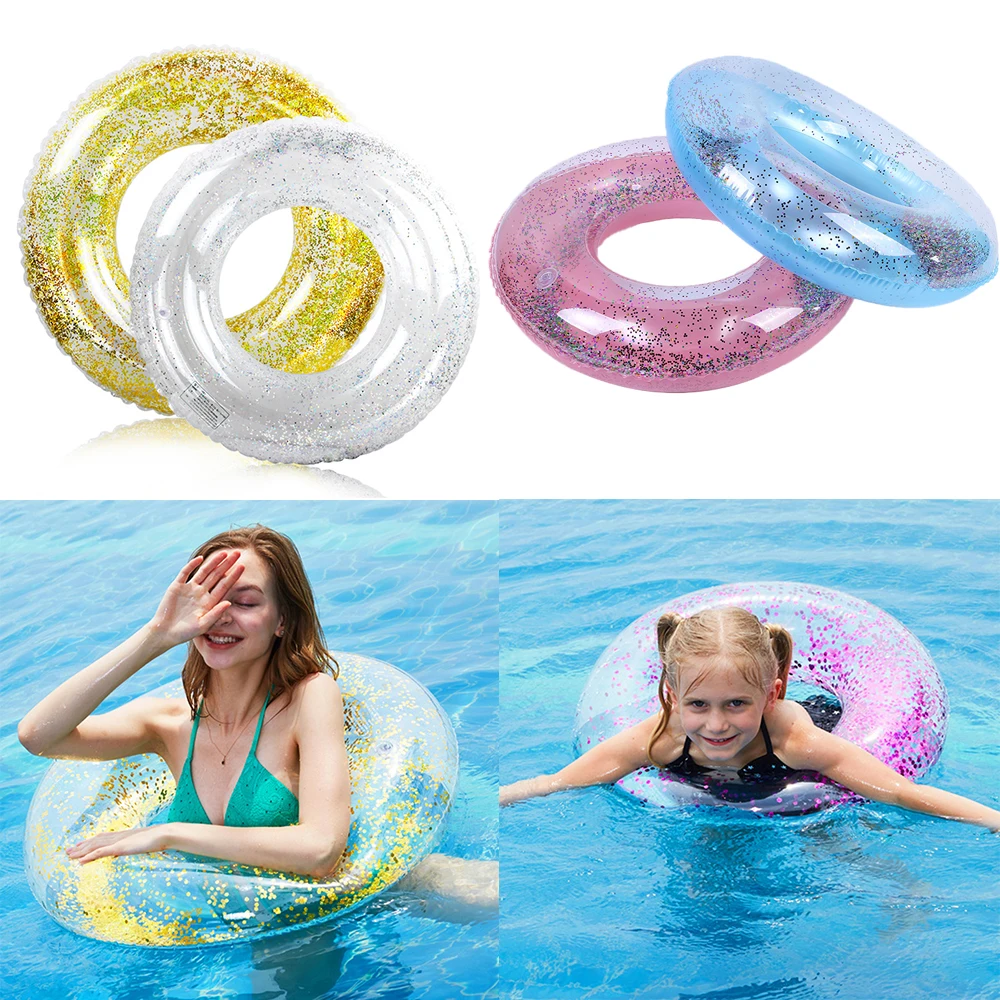 

Sequin Transparent Inflatable Circle Adult Children Swim Ring Swimming Pool Inflatable Float Adult Kids Pool Party