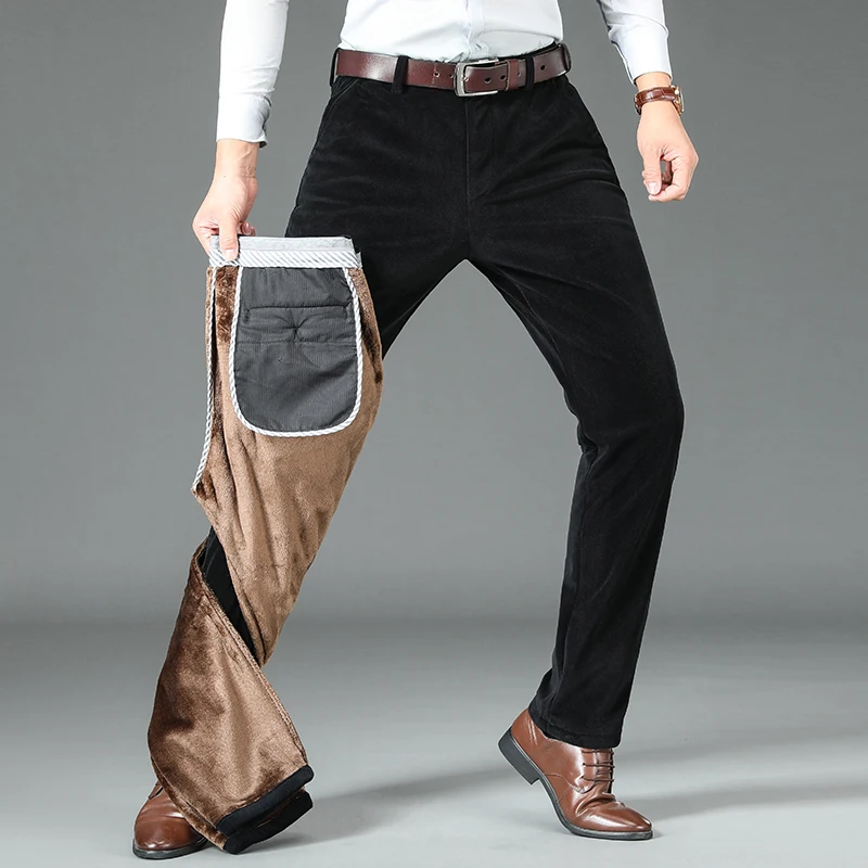 Зимние вельветовые плотные повседневные брюки деловая мода высокое качество