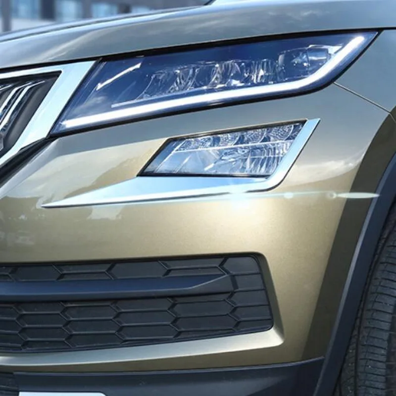 Tonlinker Cover Sticker For SKODA KODIAQ 2017-18 Car styling 2 pcs ABS Chrome Exterior Front fog light decoration sticker | Автомобили и