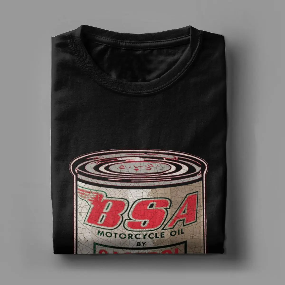 Мужская Винтажная футболка с коротким рукавом и круглым вырезом из чистого