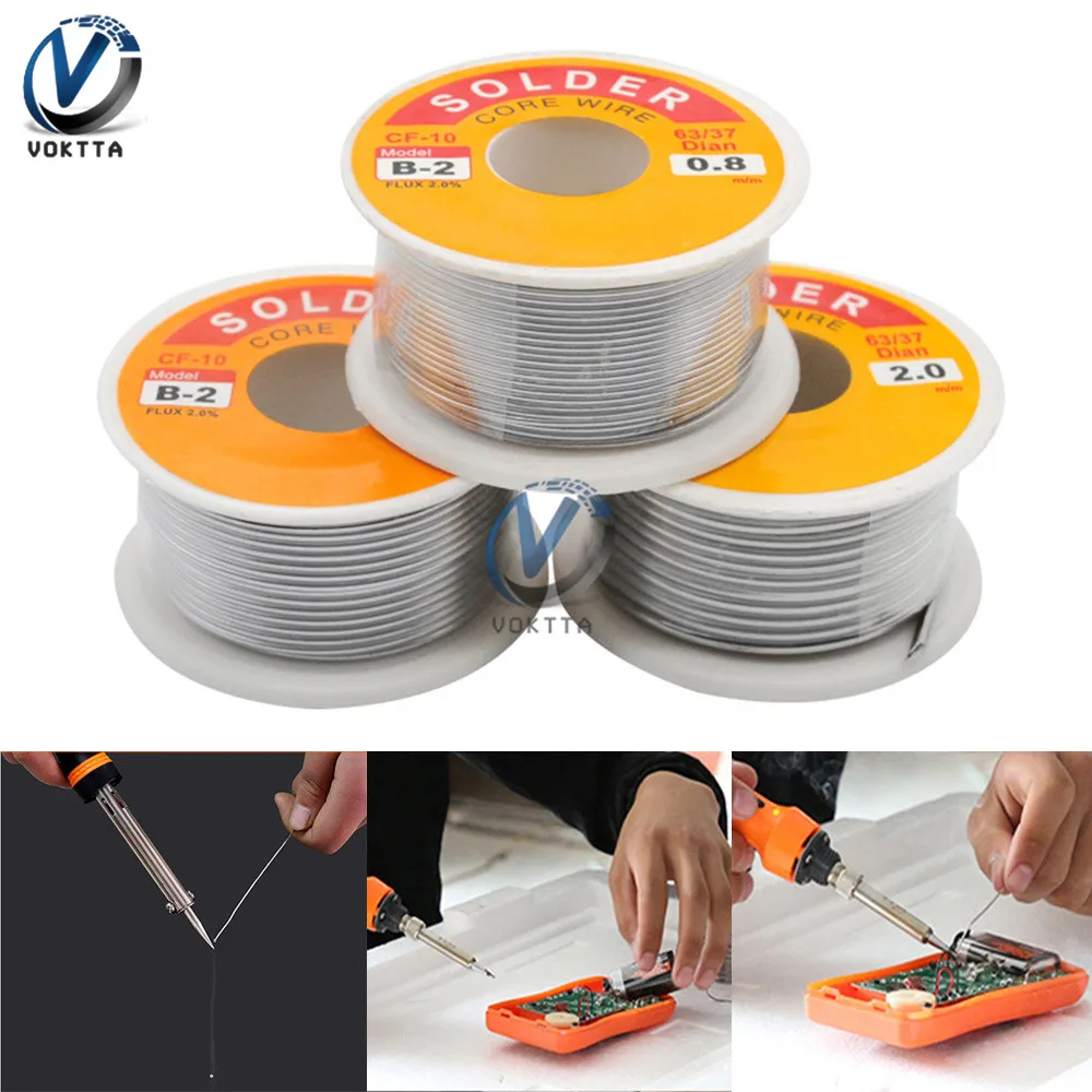 

100g 0.5mm 0.6mm 0.8mm 1mm 1.2 mm 1.5mm 2mm Flux 2% Tin Wire Melt Rosin Core Solder Soldering Wire Roll No-clean Tool