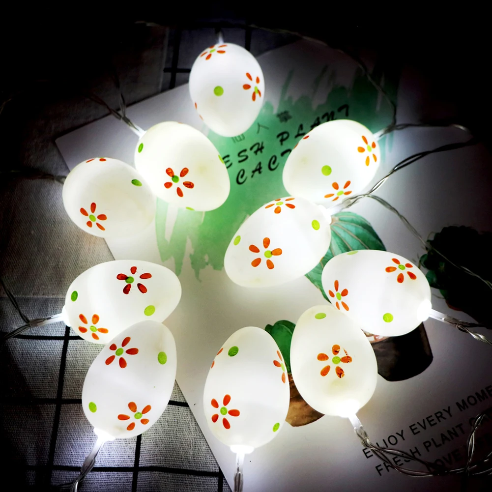 

Colorful Easter Egg Lamp 10 LED Flower Dots Fairy String LightsB attery Powered Lighting Festival Home Party Ornament