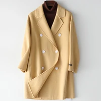 new fashion double sided woolen coat womens new style woolen coat spring and autumn loose long womens coats