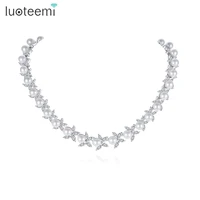luoteemi gorgeous high quality imitation pearls necklace for women multiple pearls and cubic zirconia jewelry for bridal wedding
