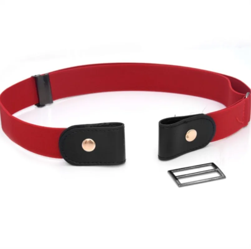 Новый эластичный тонкий спортивный тренд пояс без пряжки Ремни панк пуговиц