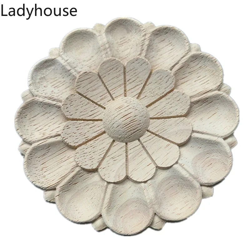 

1PC 10cm New Unpainted Wood Carved Wave Flower Onlay Decal Corner Applique for Home Decoration Furniture Decor Decorative Long