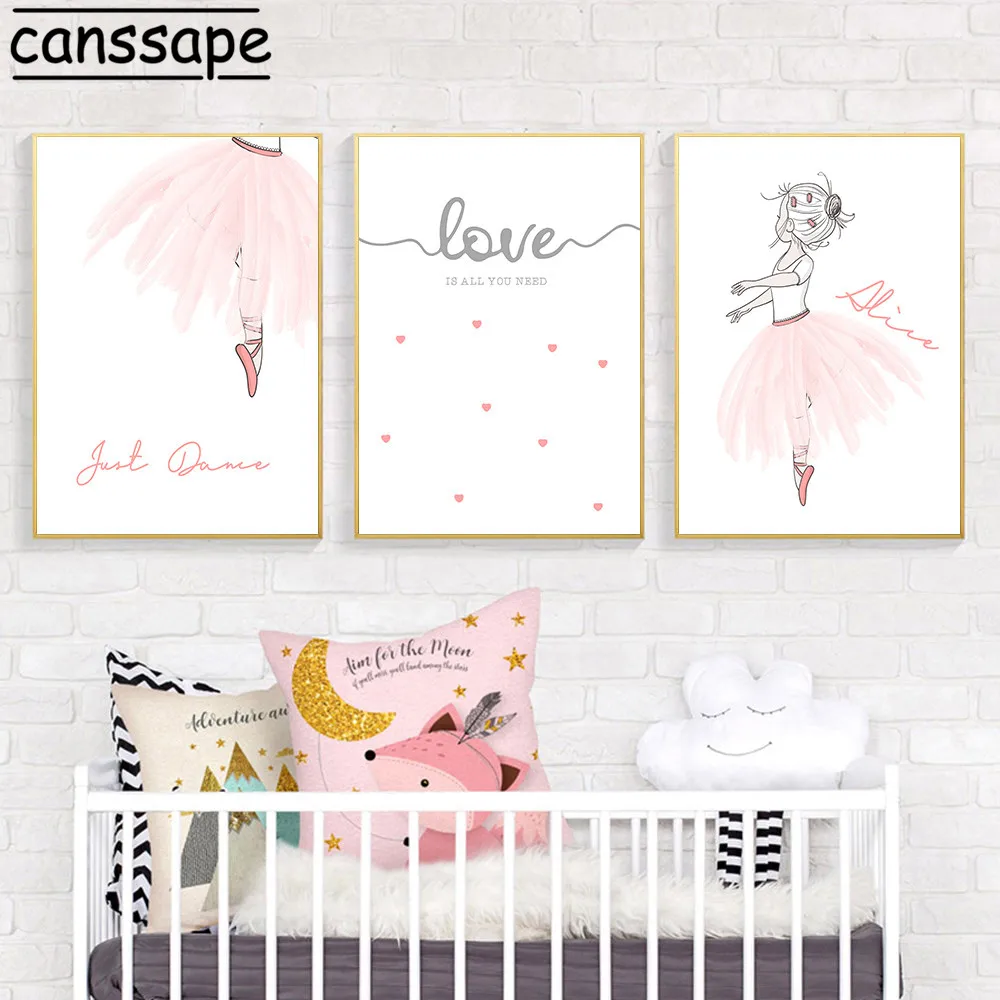 Детская Wall Art Плакаты картина с балериной и принтом балерины для девочек