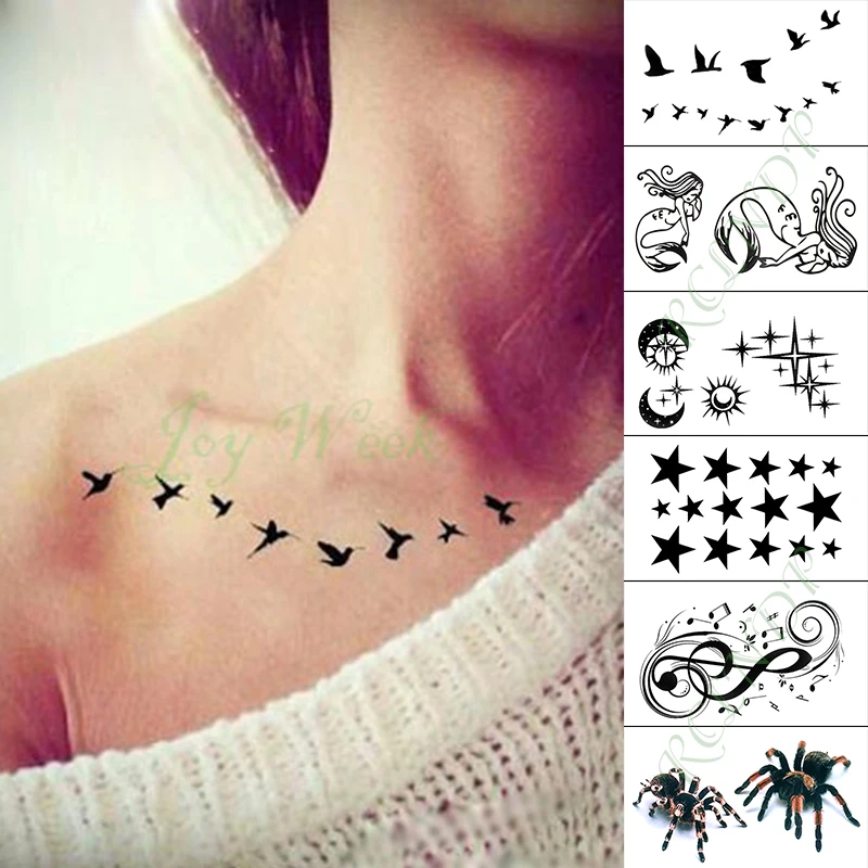 Водостойкая Временная тату наклейка милая птица летающая в небе искусственная
