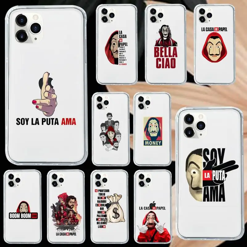 

la casa de papel Spanish TV series Phone Case Transparent soft For iphone 12 11 13 7 8 6 s plus x xs xr pro max mini